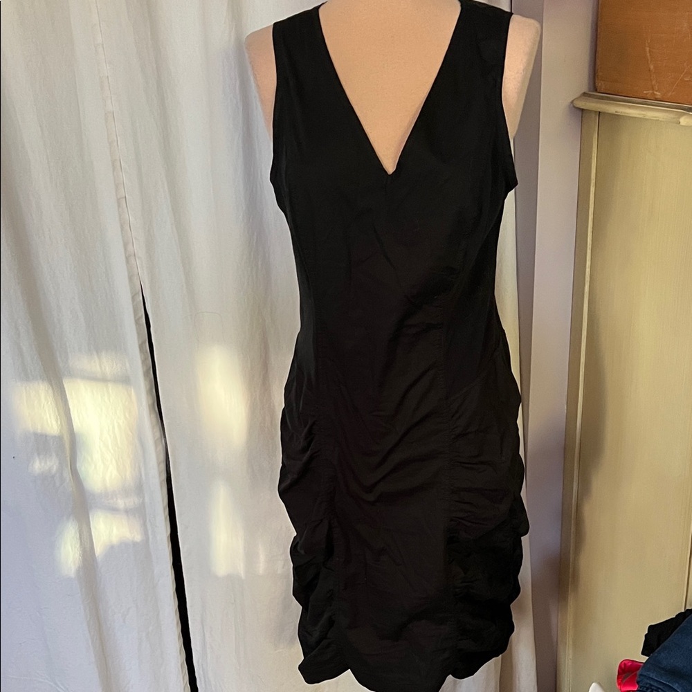 Wearables  Black V-Neck scrunched sides Mini Dress